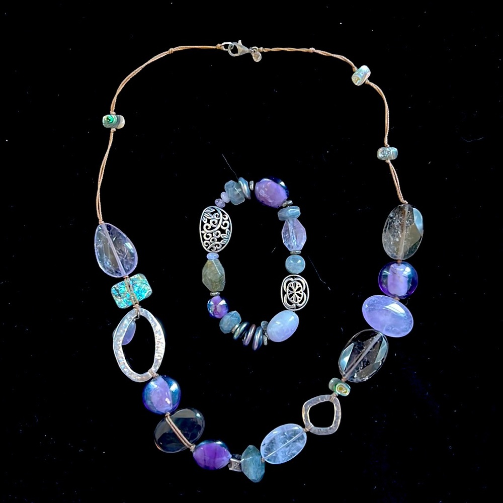 N2104 Retired Silpada Amethyst Necklace and bracelet SET